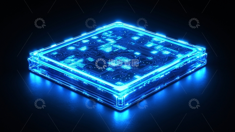 高清大图下载【趣麦麦图】蓝色科技感芯片微电路