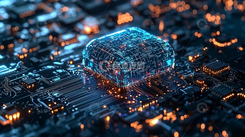 高清大图下载【趣麦麦图】蓝色芯片电路板科技感