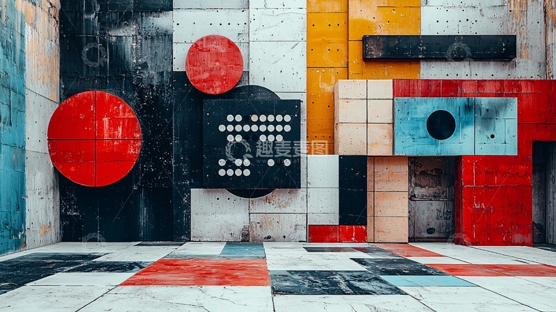 高清大图下载【趣麦麦图】几何抽象墙面