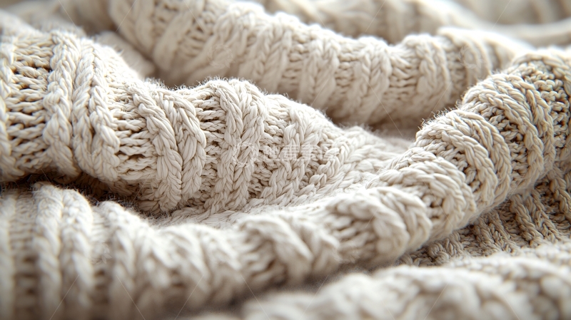 高清大图下载【趣麦麦图】米色针织毛衣纹理特写