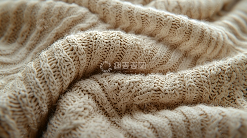 高清大图下载【趣麦麦图】米色针织毛衣特写