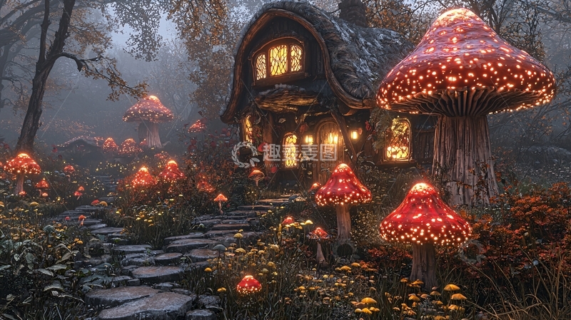 高清大图下载【趣麦麦图】童话蘑菇屋场景