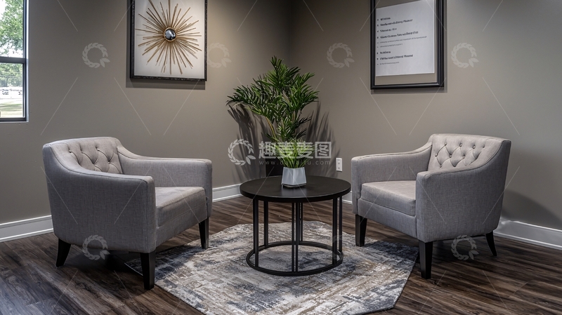 高清大图下载【趣麦麦图】灰色布艺扶手椅