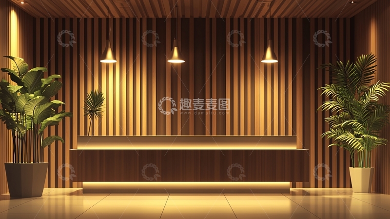高清大图下载【趣麦麦图】木质酒店前台设计