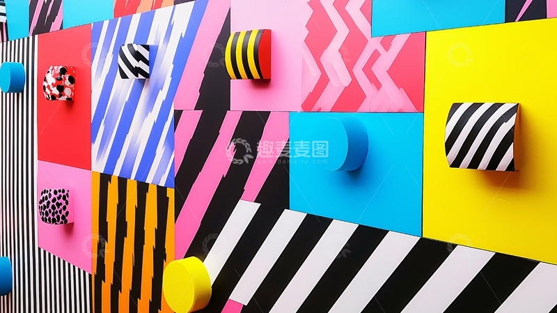 高清大图下载【趣麦麦图】多彩几何图案背景墙