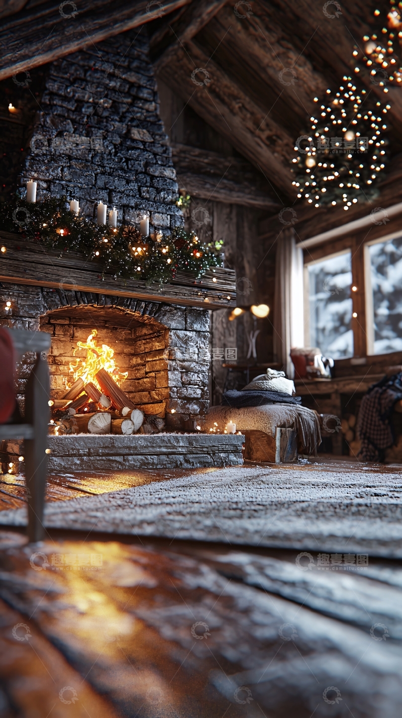 高清大图下载【趣麦麦图】温暖舒适的乡村圣诞小屋