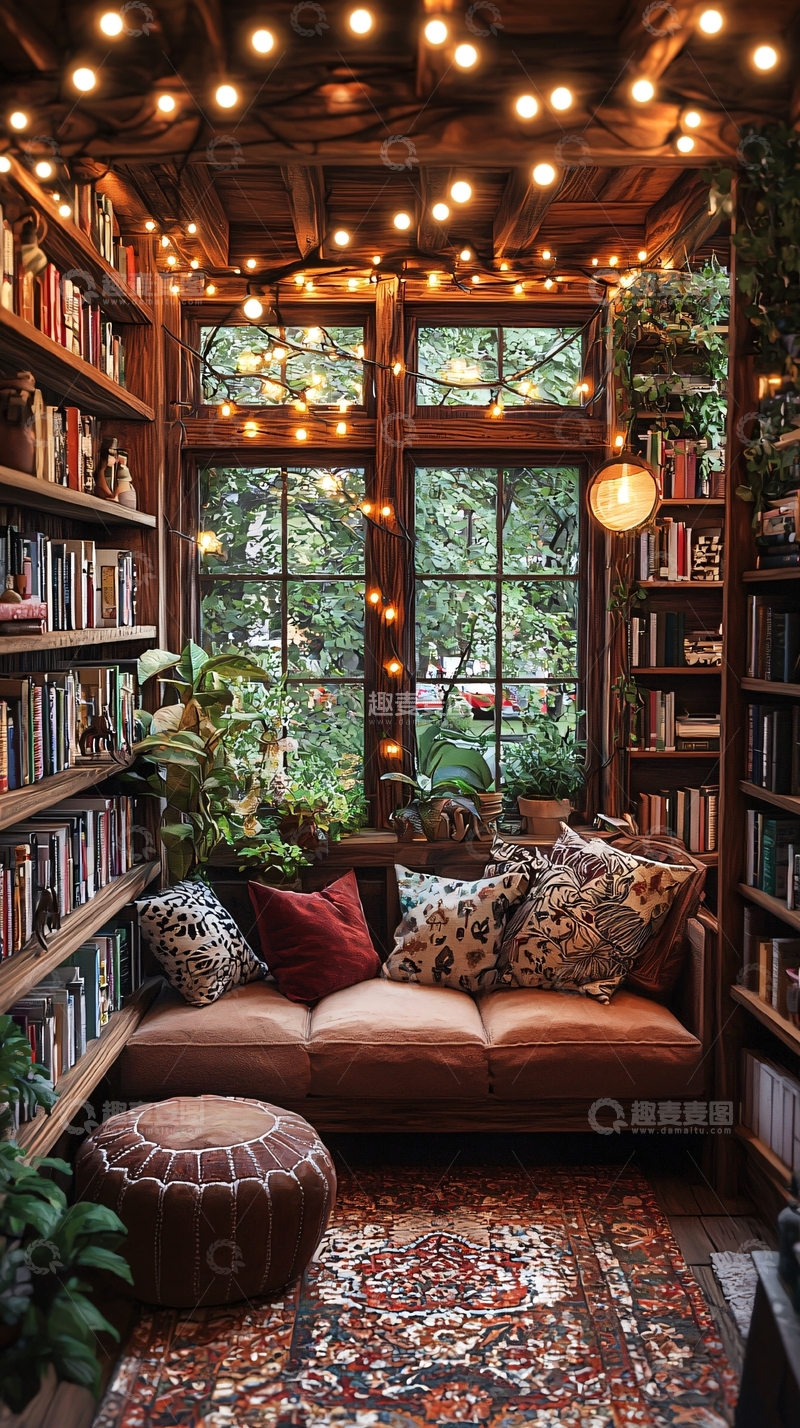 高清大图下载【趣麦麦图】舒适温馨的家庭图书馆