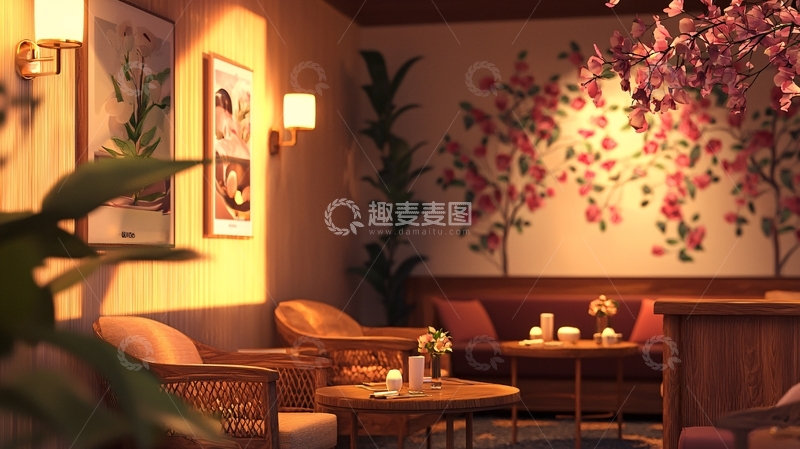 高清大图下载【趣麦麦图】温暖舒适的复古风格休闲室