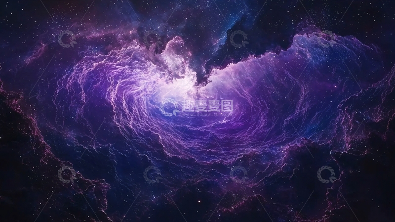 高清大图下载【趣麦麦图】紫蓝色宇宙星云漩涡