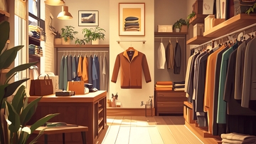 阳光洒落的复古服装店