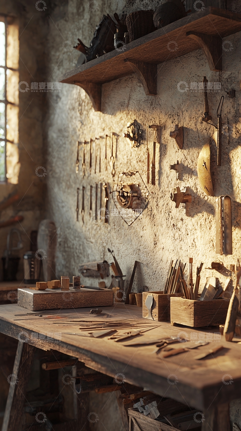高清大图下载【趣麦麦图】-老式木工车间