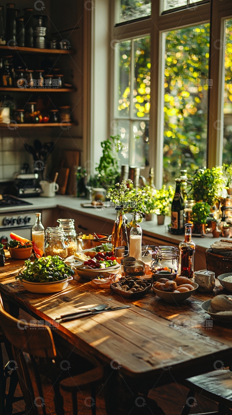 高清大图下载【趣麦麦图】温馨厨房餐桌阳光午餐