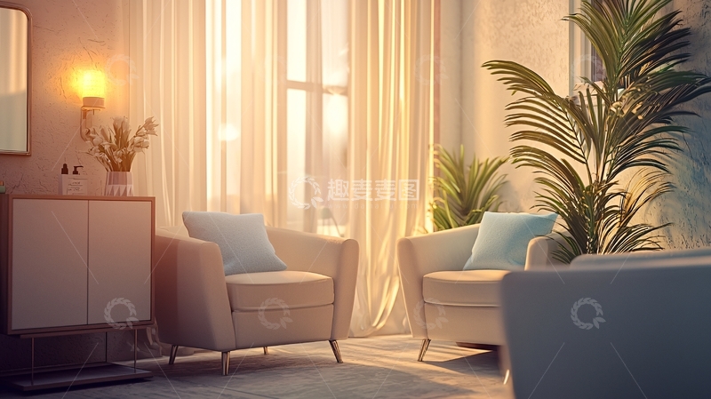 高清大图下载【趣麦麦图】温暖阳光洒满客厅