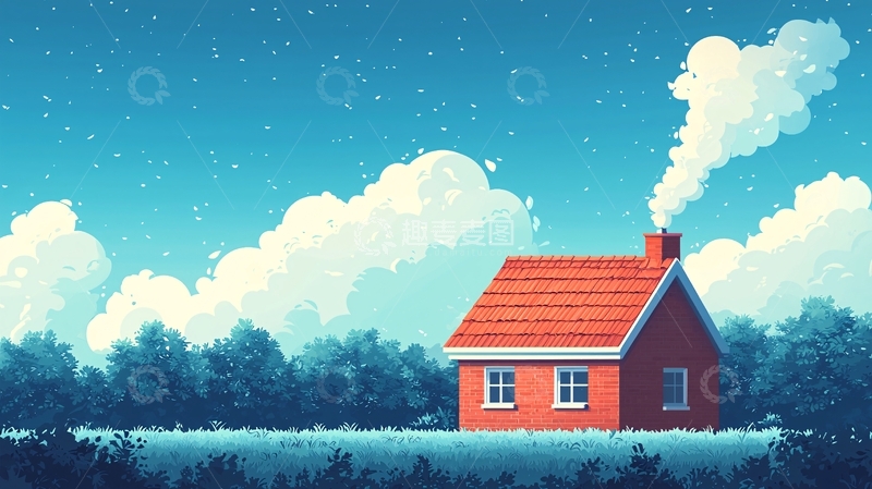 高清大图下载【趣麦麦图】温馨小屋炊烟袅袅
