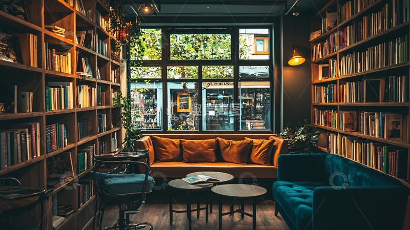 高清大图下载【趣麦麦图】书店阅读区温馨角落