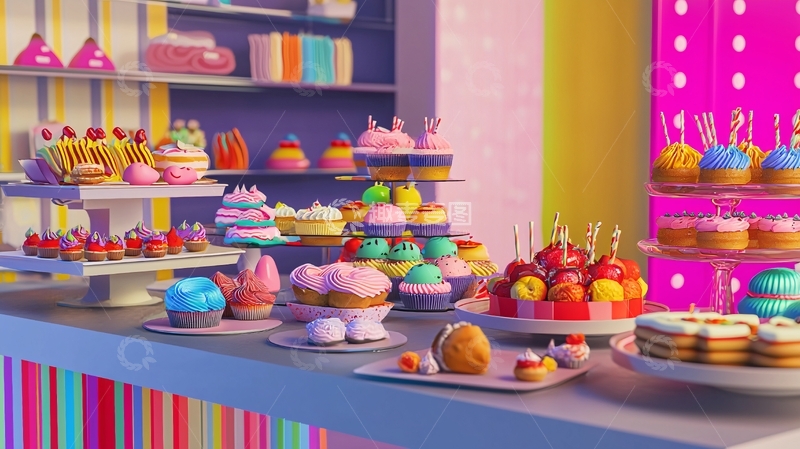 高清大图下载【趣麦麦图】色彩缤纷的甜品店
