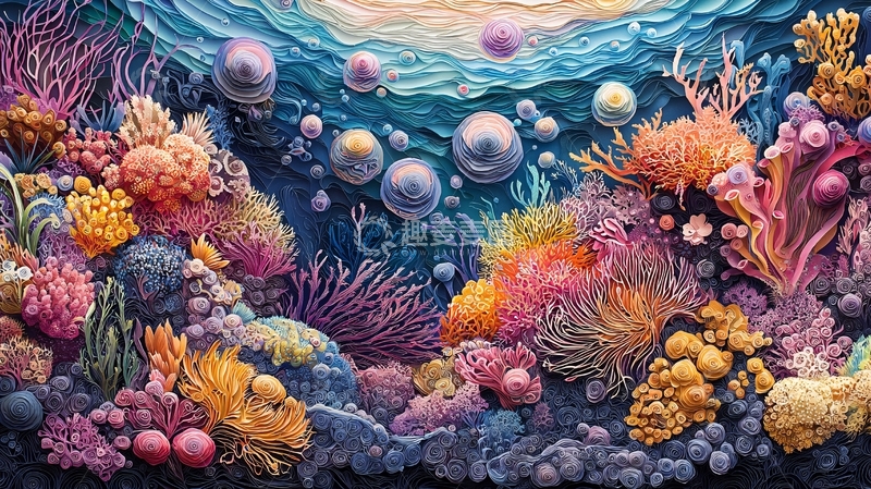 高清大图下载【趣麦麦图】绚丽多彩的水下珊瑚礁