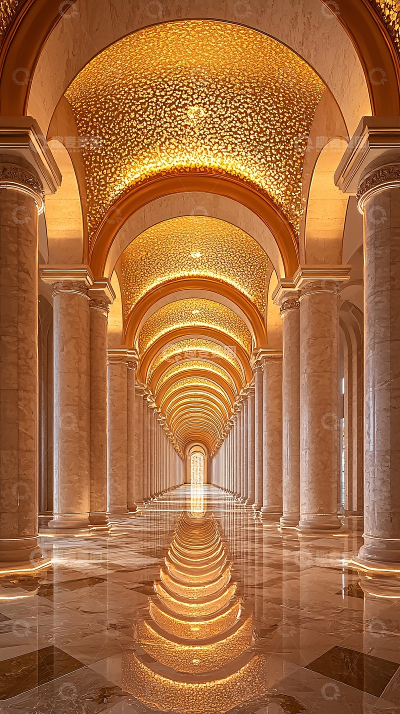 高清大图下载【趣麦麦图】金色拱形长廊