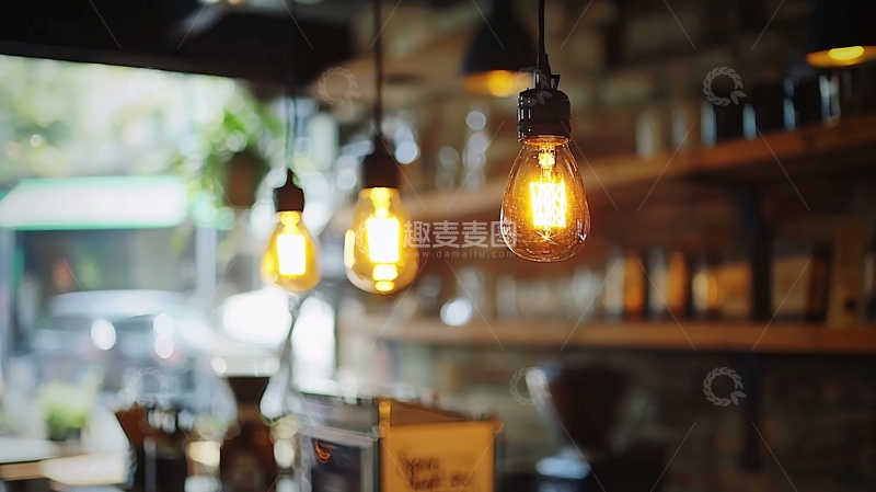 高清大图下载【趣麦麦图】昏黄灯光下的咖啡店