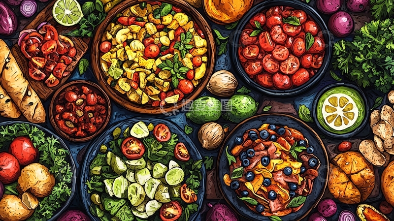 高清大图下载【趣麦麦图】色彩鲜艳的健康餐食