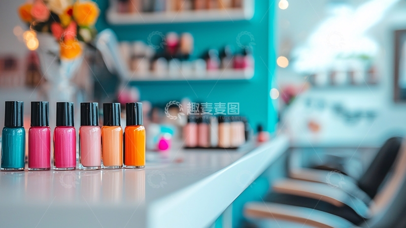 高清大图下载【趣麦麦图】美容店指甲油陈列