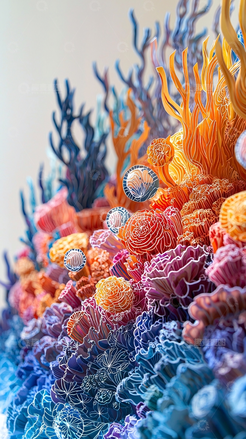 高清大图下载【趣麦麦图】珊瑚礁的艺术纸雕细节