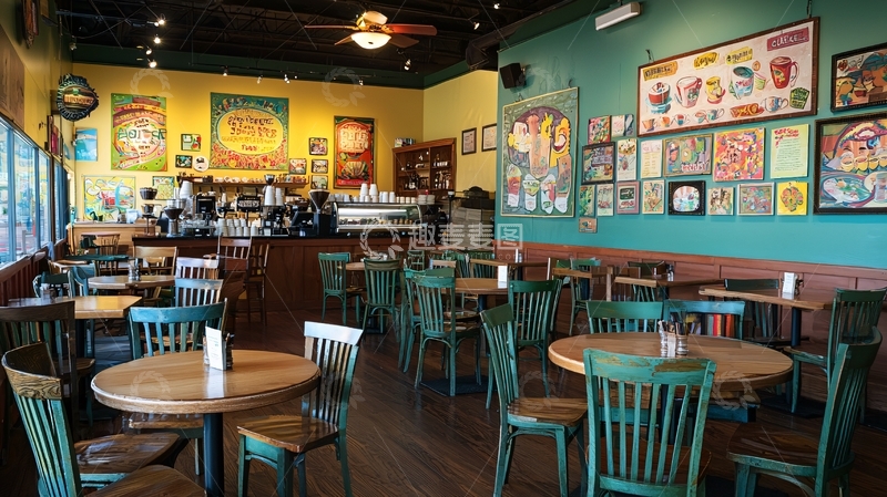 高清大图下载【趣麦麦图】复古咖啡馆室内场景