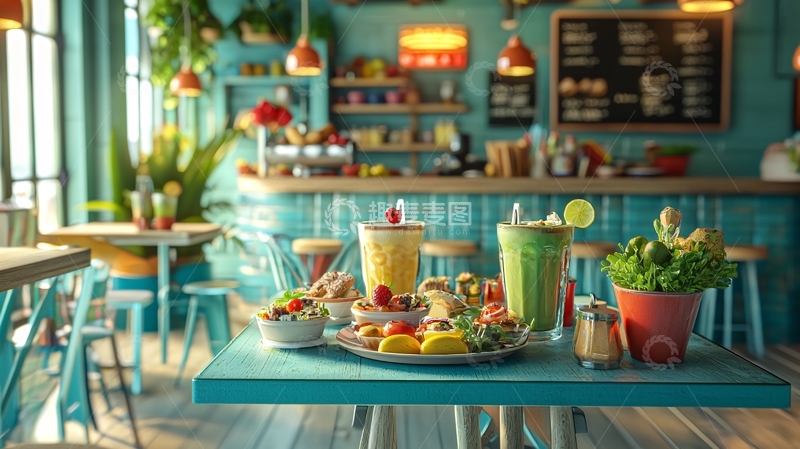 高清大图下载【趣麦麦图】清新风格健康餐饮店