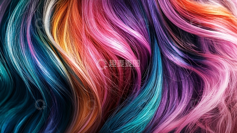 高清大图下载【趣麦麦图】彩虹般绚丽的彩色秀发