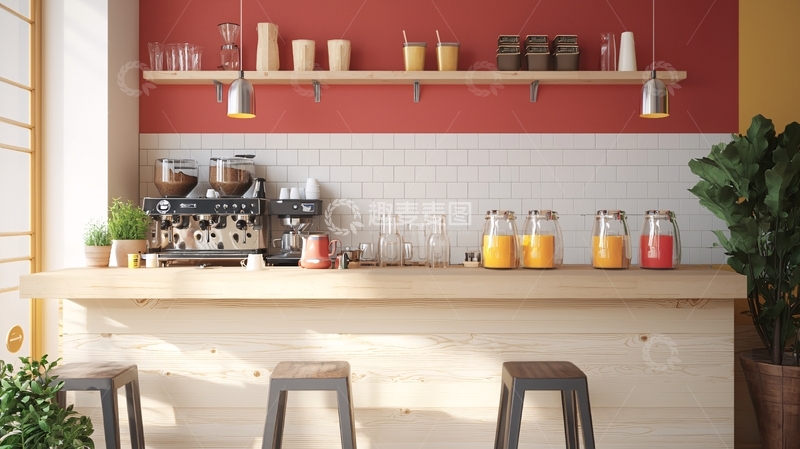 高清大图下载【趣麦麦图】简约咖啡店吧台