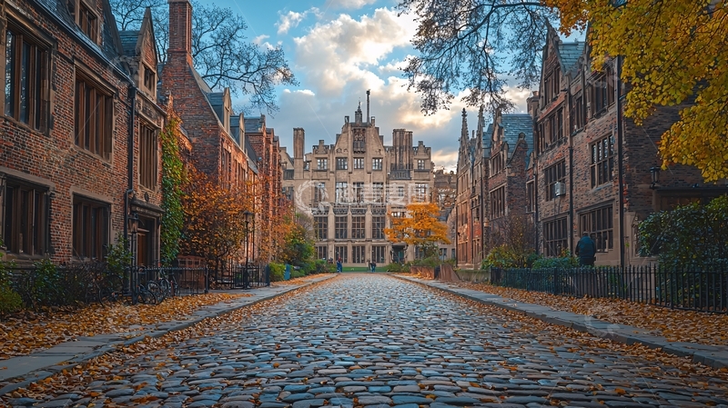 高清大图下载【趣麦麦图】秋日古老大学建筑街景