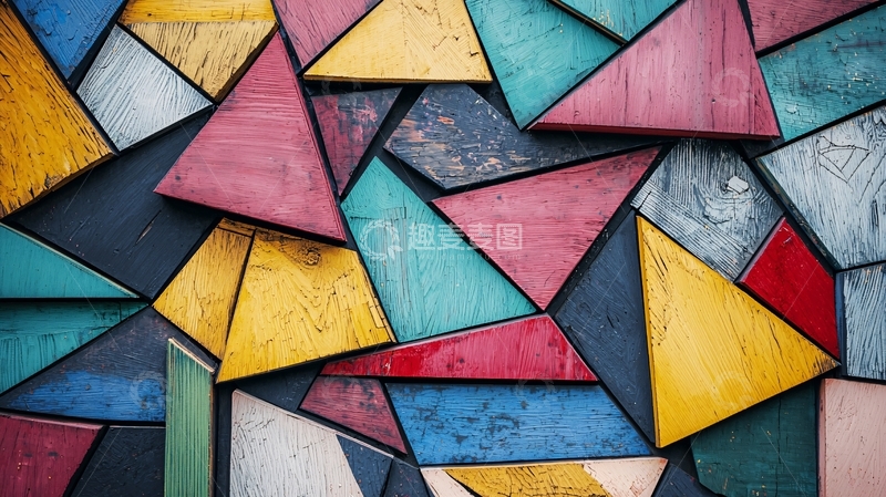 高清大图下载【趣麦麦图】彩色三角形木块拼接