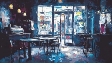 夜晚街角咖啡馆