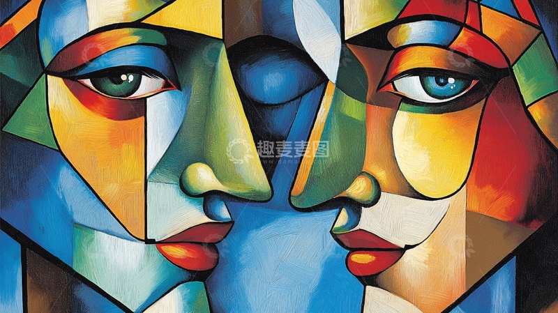 高清大图下载【趣麦麦图】抽象几何彩色人脸