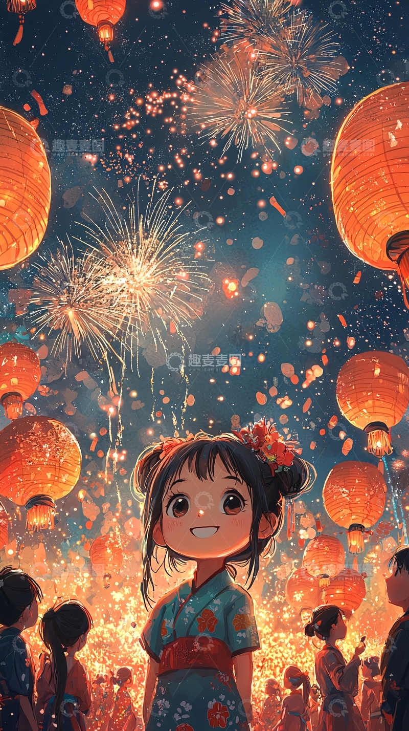 高清大图下载【趣麦麦图】节日庆祝中灿烂的烟花