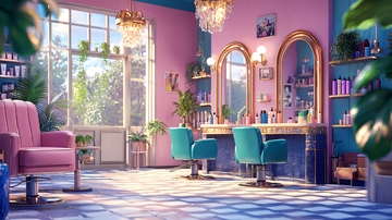 梦幻粉色复古美发沙龙