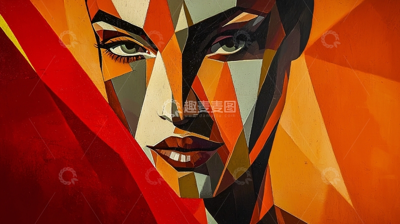 高清大图下载【趣麦麦图】抽象几何女性肖像