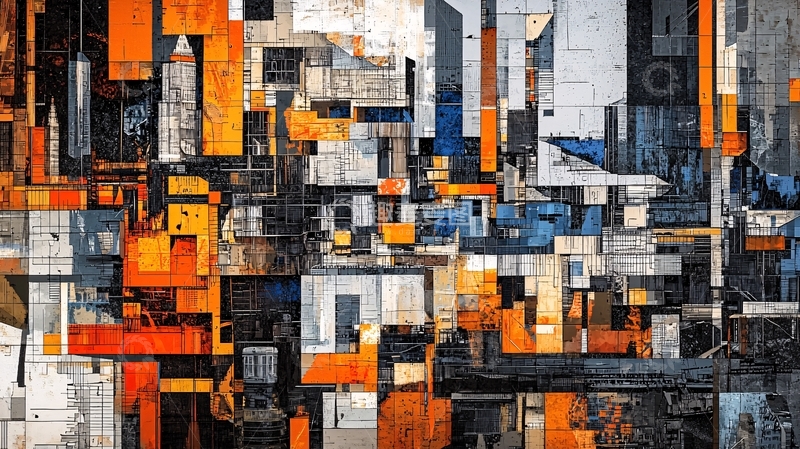 高清大图下载【趣麦麦图】抽象几何拼贴画