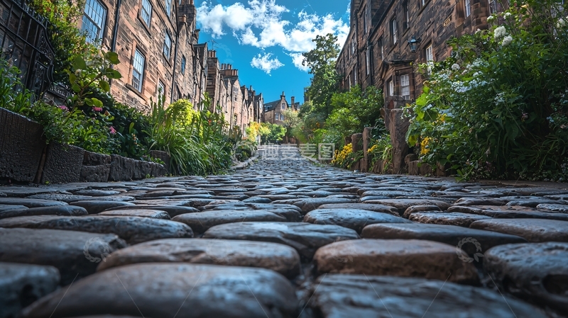 高清大图下载【趣麦麦图】石板路小巷延伸