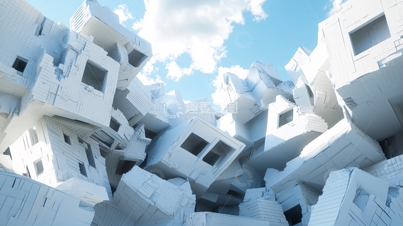 高清大图下载【趣麦麦图】白色方块堆积如山