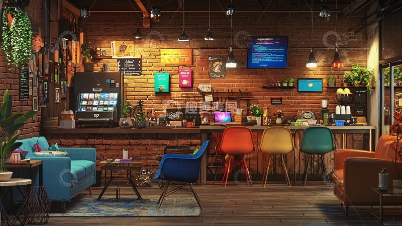 高清大图下载【趣麦麦图】复古工业风咖啡馆
