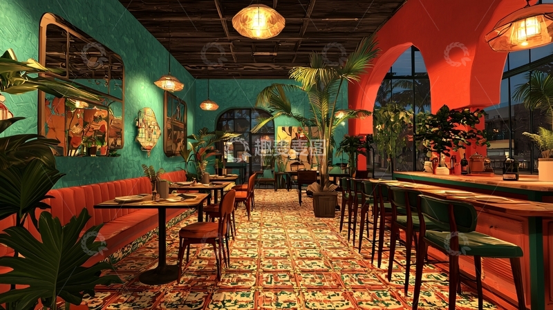 高清大图下载【趣麦麦图】复古墨西哥餐厅室内设计