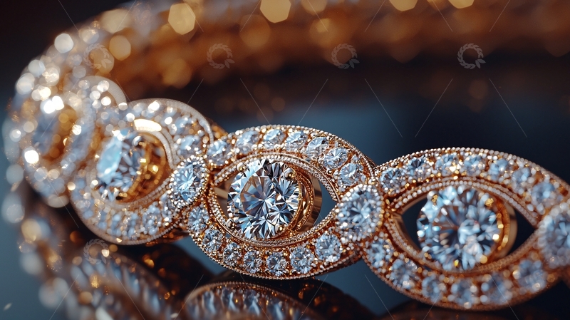 高清大图下载【趣麦麦图】钻石黄金手镯特写