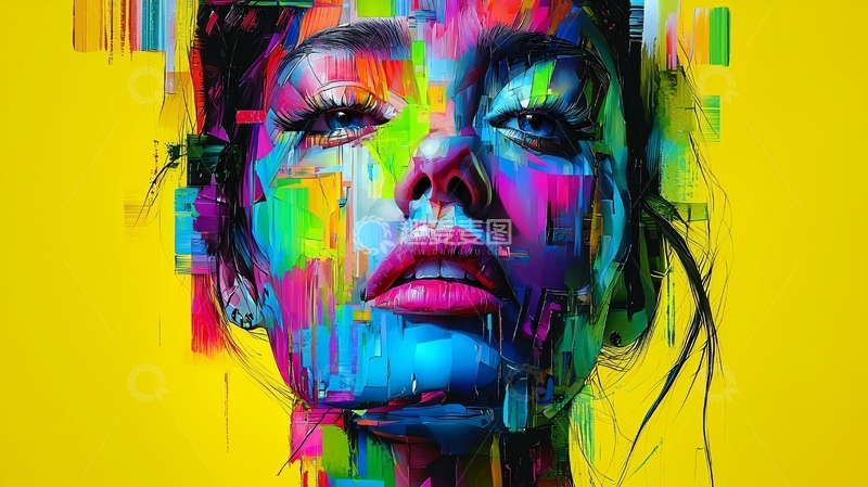 高清大图下载【趣麦麦图】彩色抽象女性肖像