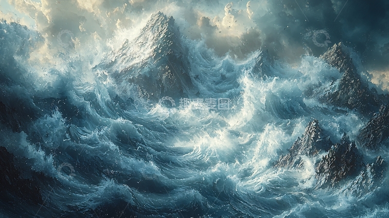 高清大图下载【趣麦麦图】狂风暴雨下的山峰