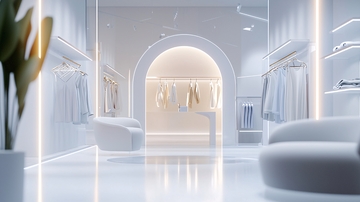 极简风白色服装店