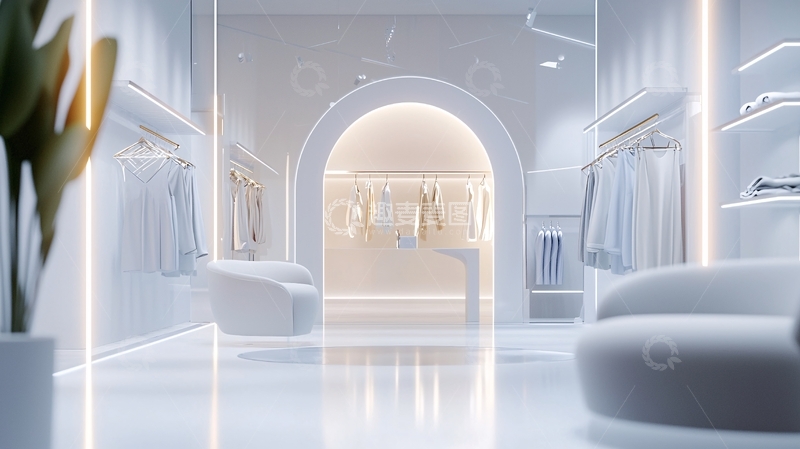 高清大图下载【趣麦麦图】极简风白色服装店