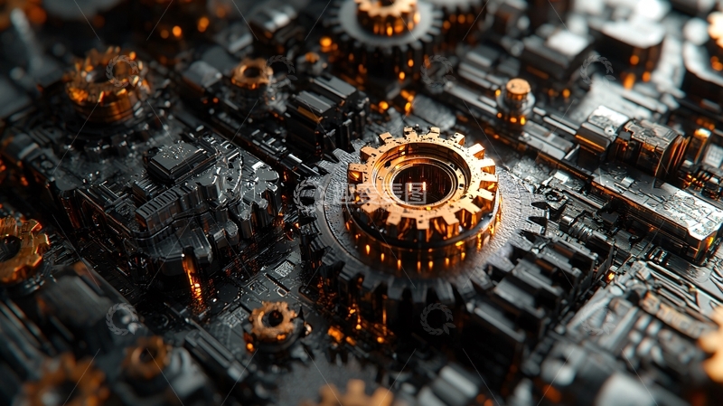 高清大图下载【趣麦麦图】复杂的机械齿轮特写