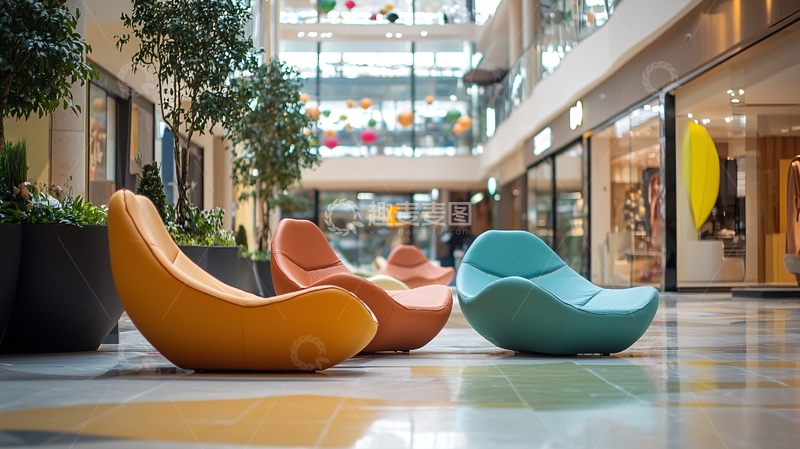 高清大图下载【趣麦麦图】商场休息区彩色座椅