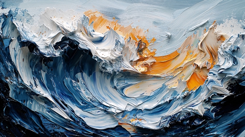 高清大图下载【趣麦麦图】厚重笔触的抽象海浪